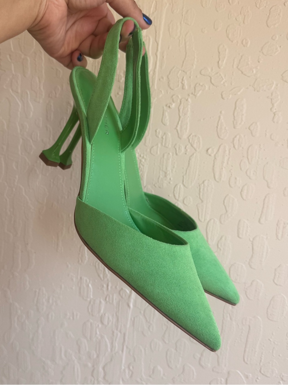 Marc Fisher Lime Green Pointed-Toe Slingback Heels